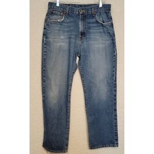 Lucky Brand Dungarees Denim Blue Jeans Size 32 Distressed Women's Loose Fit 1064